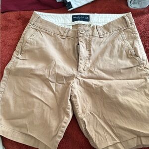 Abercrombie & Fitch Tan Flat Front Men Shorts